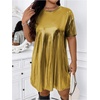 image:imageFloerns Women Plus Size Metallic Party Night Out T Shirt Short DressesGold