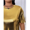 image:imageFloerns Women Plus Size Metallic Party Night Out T Shirt Short DressesGold