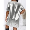 image:imageFloerns Women Plus Size Metallic Party Night Out T Shirt Short DressesSilver