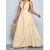image:imageFloerns Women Wedding Guest Dinner V Neck Halter Backless Flowy Maxi DressApricot
