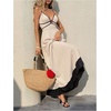 image:imageFloerns Womens Backless V Neck Maxi Dress Spaghetti Strap Flowy DressesApricot