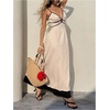 image:imageFloerns Womens Backless V Neck Maxi Dress Spaghetti Strap Flowy DressesApricot
