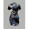 image:imageFloerns Womens Cheongsam Chinese Traditional Dragon Print Qipao Bodycon Mini DressBlack and Blue