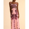 image:imageFloerns Womens Cut Out Tropical Maxi Dress Bow Tie Shoulder Cami Vacation DressesPink