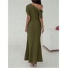 image:imageFloerns Womens Elegant Off Shoulder Ruched Wedding Guest Maxi DressArmy Green