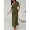 image:imageFloerns Womens Elegant Off Shoulder Ruched Wedding Guest Maxi DressArmy Green
