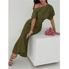 image:imageFloerns Womens Elegant Off Shoulder Ruched Wedding Guest Maxi DressArmy Green