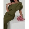 image:imageFloerns Womens Elegant Off Shoulder Ruched Wedding Guest Maxi DressArmy Green