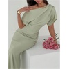 image:imageFloerns Womens Elegant Off Shoulder Ruched Wedding Guest Maxi DressGreen