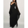 image:imageFloerns Womens Gothic Halter Bell Long Sleeve V Neck Bodycon Maxi DressBlack