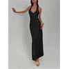 image:imageFloerns Womens Halter Neck Maxi Dress Sleeveless Wedding Guest DressesBlack