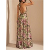 image:imageFloerns Womens Mesh Backless Halter Maxi Dress Split Ruffle Trim Going Out Party DressesOlive Green Floral