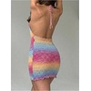 image:imageFloerns Womens Ombre Backless Halter Mini Dress Sleeveless Knit DressesPink Multi