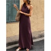 image:imageFloerns Womens One Shoulder Side Slit Maxi Dress 3D Flower Flowy DressesBurgundy