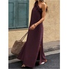 image:imageFloerns Womens One Shoulder Side Slit Maxi Dress 3D Flower Flowy DressesBurgundy