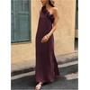 image:imageFloerns Womens One Shoulder Side Slit Maxi Dress 3D Flower Flowy DressesBurgundy