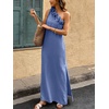 image:imageFloerns Womens One Shoulder Side Slit Maxi Dress 3D Flower Flowy DressesGray Blue