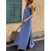 image:imageFloerns Womens One Shoulder Side Slit Maxi Dress 3D Flower Flowy DressesGray Blue