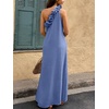 image:imageFloerns Womens One Shoulder Side Slit Maxi Dress 3D Flower Flowy DressesGray Blue
