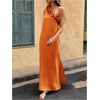 image:imageFloerns Womens One Shoulder Side Slit Maxi Dress 3D Flower Flowy DressesOrange