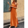 image:imageFloerns Womens One Shoulder Side Slit Maxi Dress 3D Flower Flowy DressesOrange