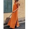 image:imageFloerns Womens One Shoulder Side Slit Maxi Dress 3D Flower Flowy DressesOrange