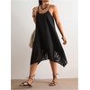 image:imageFloerns Womens Plus Size Boho Flowy Cami Dress Spaghetti Strap Vacation Midi DressesDark Black