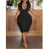 image:imageFloerns Womens Plus Size Fringe Midi Dress Deep V Neck Cocktail DressesBlack