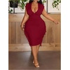 image:imageFloerns Womens Plus Size Fringe Midi Dress Deep V Neck Cocktail DressesBurgundy