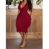 image:imageFloerns Womens Plus Size Fringe Midi Dress Deep V Neck Cocktail DressesBurgundy