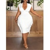 image:imageFloerns Womens Plus Size Fringe Midi Dress Deep V Neck Cocktail DressesWhite