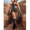 image:imageFloerns Womens Plus Size Galaxy Sheer Mesh Slit Long Dresses Sleeveless Y2k Cami DressBlack