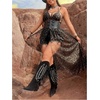 image:imageFloerns Womens Plus Size Galaxy Sheer Mesh Slit Long Dresses Sleeveless Y2k Cami DressBlack