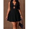 image:imageFloerns Womens Plus Size Lace Dress Cut Out Twist V Neck A Line DressesBlack