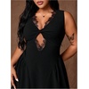 image:imageFloerns Womens Plus Size Lace Dress Cut Out Twist V Neck A Line DressesBlack