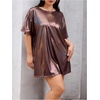 image:imageFloerns Womens Plus Size Metallic PU Leather T Shirt Rave Outfits DressCoffee