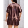 image:imageFloerns Womens Plus Size Metallic PU Leather T Shirt Rave Outfits DressCoffee