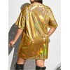image:imageFloerns Womens Plus Size Metallic PU Leather T Shirt Rave Outfits DressGold