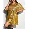 image:imageFloerns Womens Plus Size Metallic PU Leather T Shirt Rave Outfits DressGold