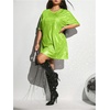 image:imageFloerns Womens Plus Size Metallic PU Leather T Shirt Rave Outfits DressGreen