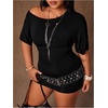 image:imageFloerns Womens Plus Size Off The Shoulder Mini Dress Bodycon Club DressesBlack