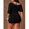 image:imageFloerns Womens Plus Size Off The Shoulder Mini Dress Bodycon Club DressesBlack