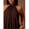 image:imageFloerns Womens Plus Size Sleeveless Halter Dress Tie Backless Ruffle A Line Going Out Mini DressesBrown