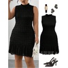 image:imageFloerns Womens Plus Size Textured Bodycon Dress Sleeveless Mock Neck Wedding Guest DressesBlack
