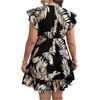 image:imageFloerns Womens Plus Size Tropical V Neck Summer Beach Vacation Dress Tie Front Ruffle A Line Boho DressesBlack Multi