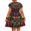 image:imageFloerns Womens Plus Size Tropical V Neck Summer Beach Vacation Dress Tie Front Ruffle A Line Boho DressesDark Blue