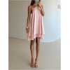 image:imageFloerns Womens Satin Halter Tie Open Back Sleeveless Short DressesPink