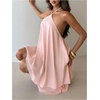 image:imageFloerns Womens Satin Halter Tie Open Back Sleeveless Short DressesPink