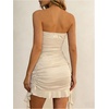 image:imageFloerns Womens Strapless Dress Tube Ruched Ruffle Trim Going Out Bodycon Mini DressesApricot
