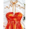 image:imageFloerns Womens Tie Dye A Line Flowy Halter Mini Dress Sleeveless Ruched Flare Hem SundressesOrange